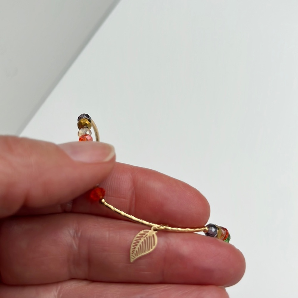 Bracelet- Stackable Stretch Cuff Sparkly Gold Wit… - image 6